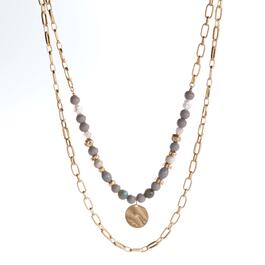 Ashley Cooper&#40;tm&#41; Two Row Chain & Bead Necklace