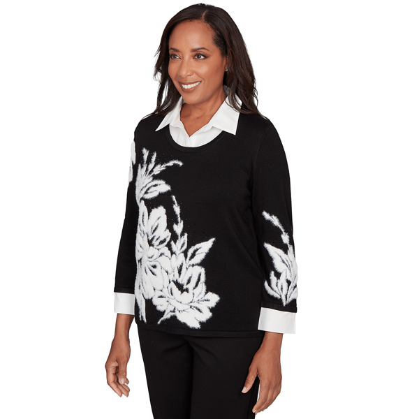 Womens Alfred Dunner Barcelona Floral Two In One Sweater
