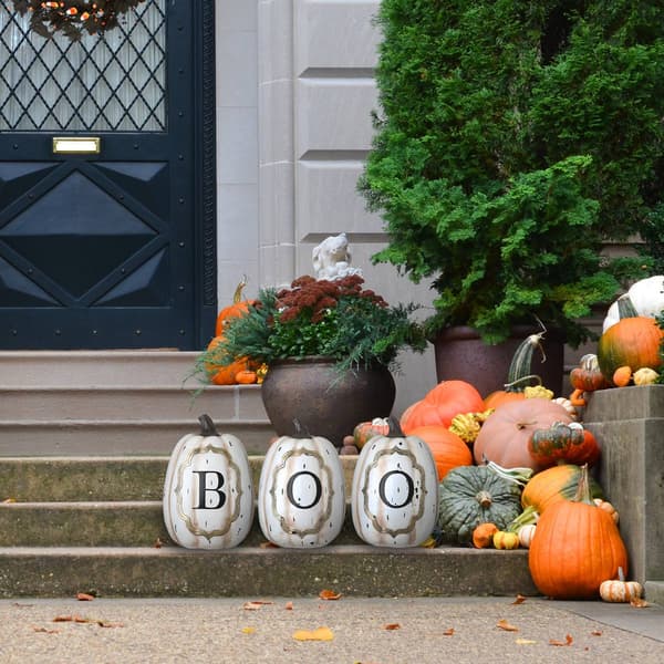 National Tree 13in. BOO Pumpkins - Set of 3