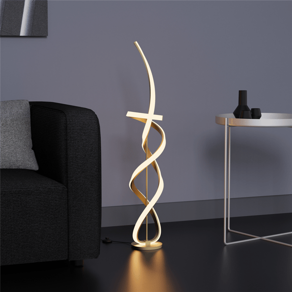 Infibrite Golden 59in. Swirl LED Stepless Dimming Floor Lamp
