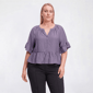 Plus Size Architect(R) Peplum Woven Ruffle Sleeve Blouse - image 1