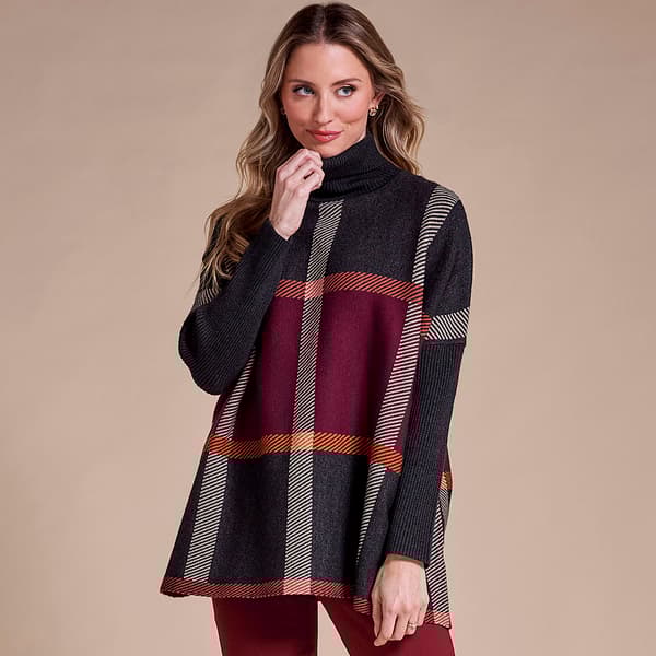 Womens Joseph A. Long Sleeve New York Wine Poncho Sweater - image 