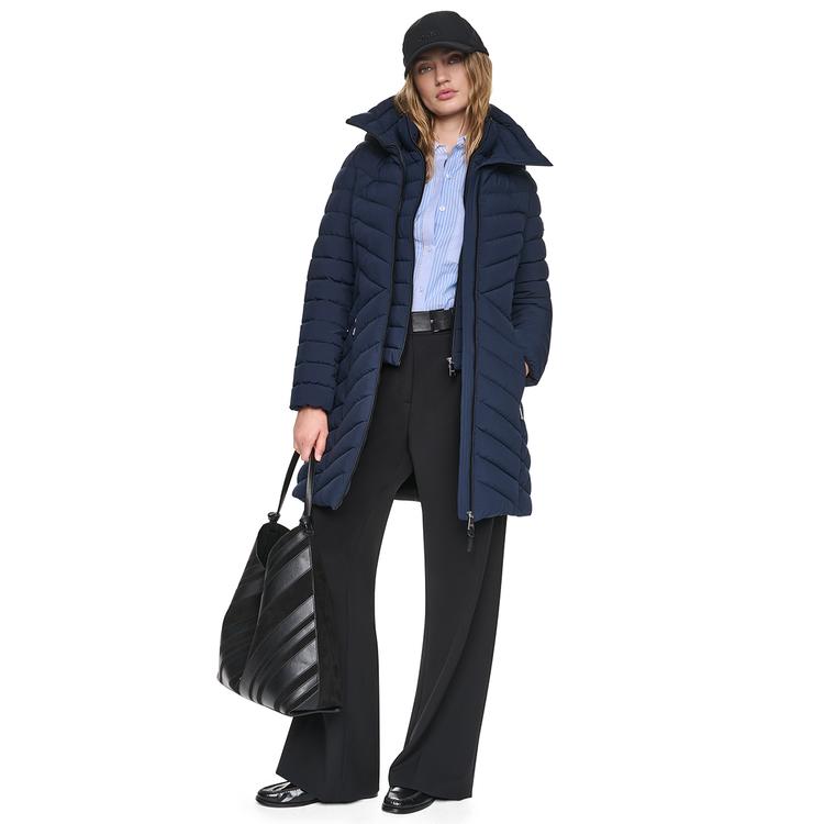 Womens DKNY Stretch Down & Puffer Coat with Bib