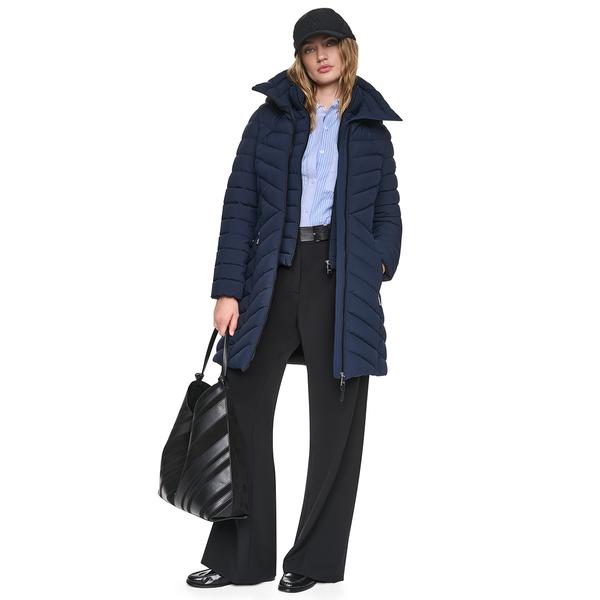 Womens DKNY Stretch Down & Puffer Coat with Bib
