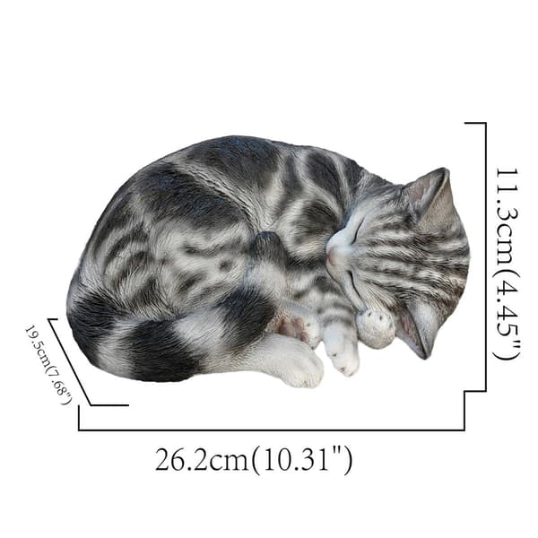 Hi-Line Gift Enchanting Black Sleeping Kitten Garden Statue