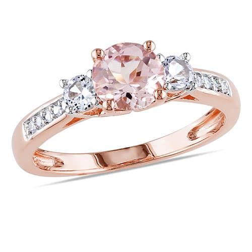Gemstone Classics™ 10kt. Rose Gold 1/20ctw. 3 Stone Ring