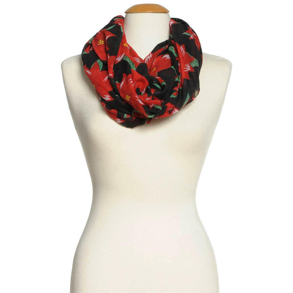 Womens David & Young Poinsetta Sparkle Infinity Scarf - image 