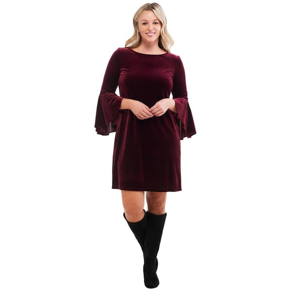 Womens MSK Bell Sleeve Velvet Dress - image 