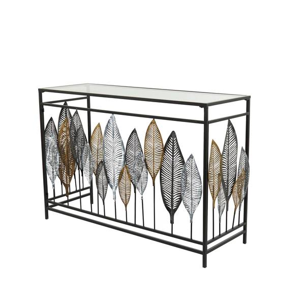9th & Pike(R) Black Metal Contemporary Console Table - image 