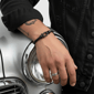 Mens Iron Saints Black Cable Cuff Bracelet - image 2