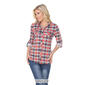 Womens White Mark Oakley Stretch Plaid Casual Button Down Top - image 5