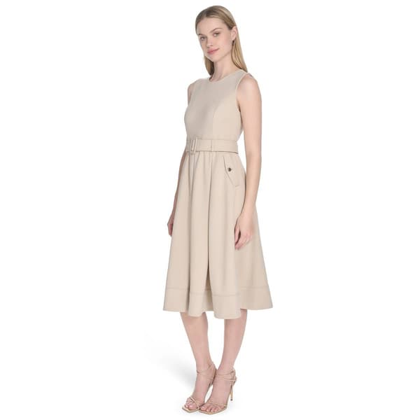 Womens Calvin Klein Sleeveless Belt Fit & Flare Dress