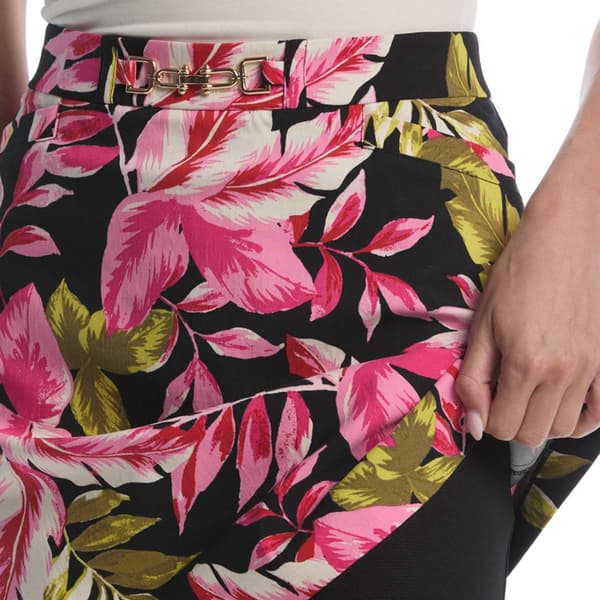Womens Rafaella® Rainforest Tropical Horse Bit Belted Skort