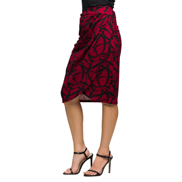 Womens 24/7 Comfort Apparel Burgundy Ruched Knee Length Skirt