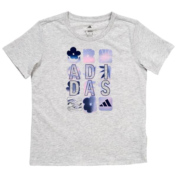 Girls (7-16) adidas(R) Short Sleeve Heather Regular Fit Tee