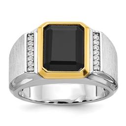 Mens Gentlemens Classics(tm) 14kt. Two Tone Satin Onyx Ring