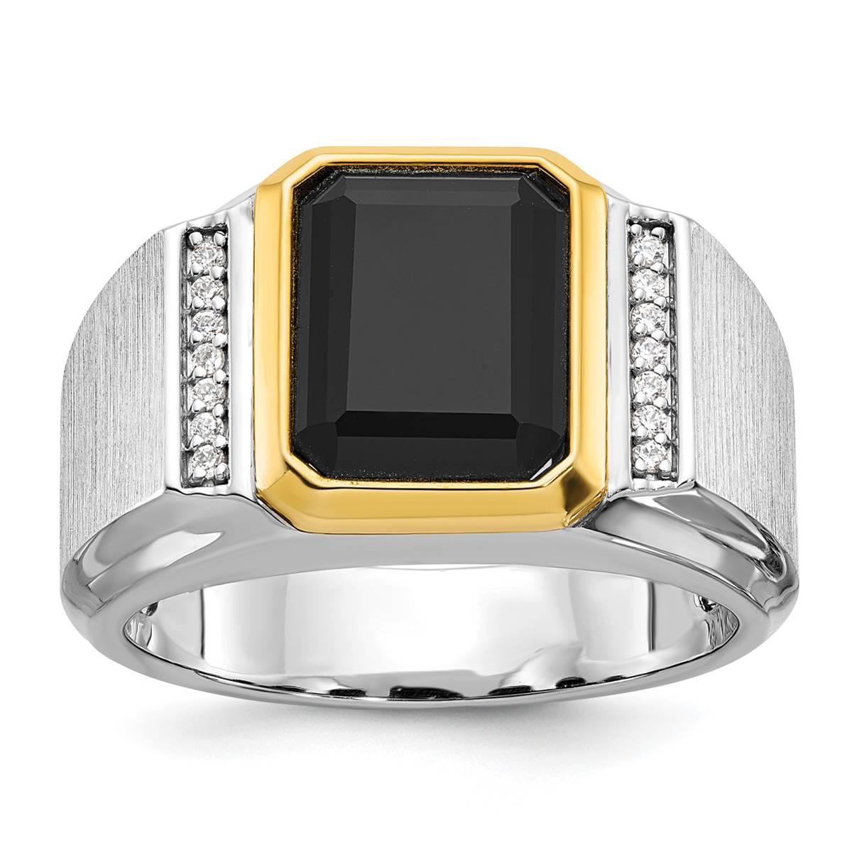Mens Gentlemens Classics(tm) 14kt. Two Tone Satin Onyx Ring