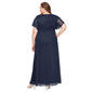 Plus Size SLNY Flutter Sleeve Solid Glitter Mesh Gown - image 2