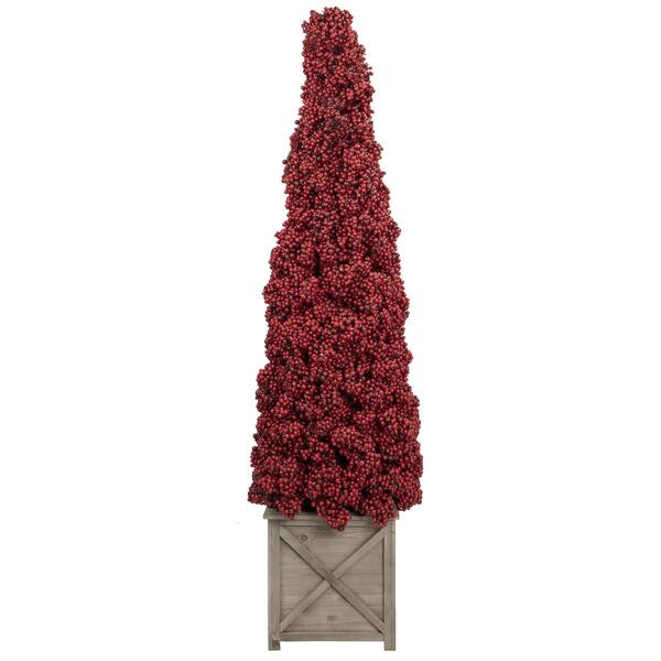 Northlight Seasonal 50in. Berry Cone Potted Christmas Topiary - image 