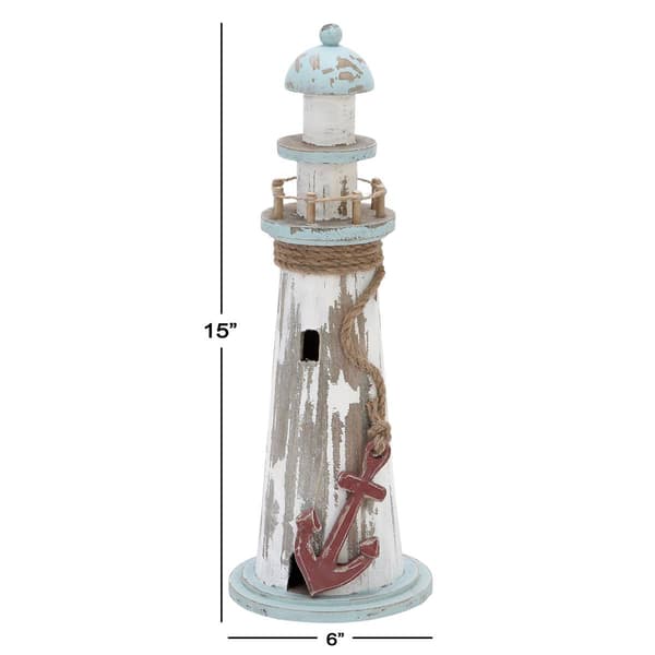 9th & Pike&#174; White Wood Coastal Sculpture Lighthouse