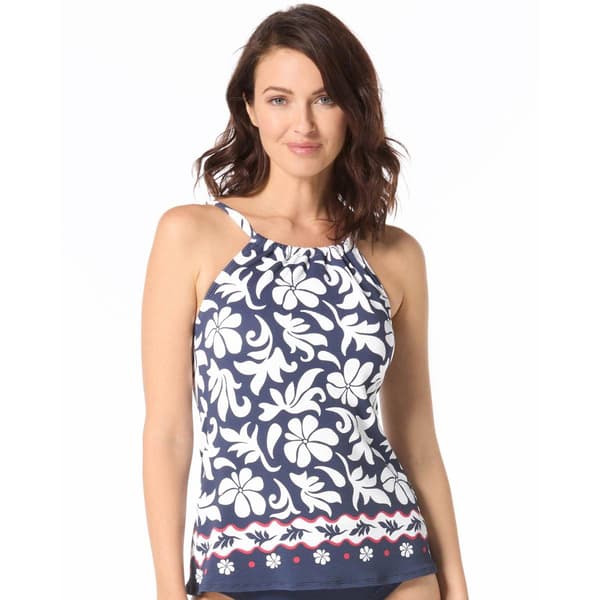 Womens Beach House Tropical Pique Tankini Swim Top