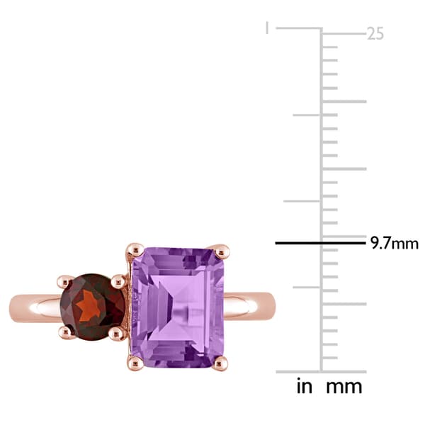 Gemstones Classics™ Rose Gold Plated Amethyst & Garnet Ring