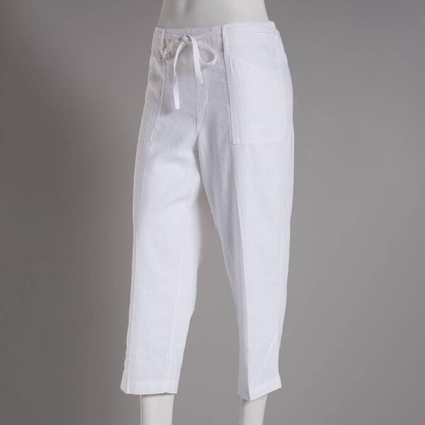 Womens Zac & Rachel Tie Waist Linen Crop Pants - image 