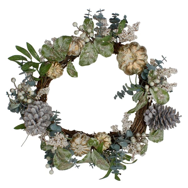 Northlight Seasonal Pumpkin and Pine Cones Fall Wreath