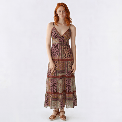 Juniors Angie Mix Floral Smock Waist Gauze Maxi Slip Dress - image 