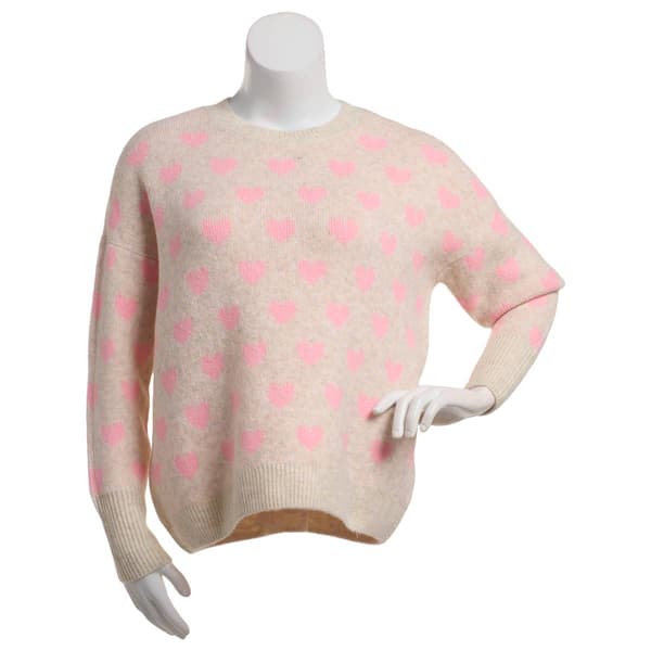 Womens Sami & Jess Long Sleeve Mini Hearts Sweater - image 