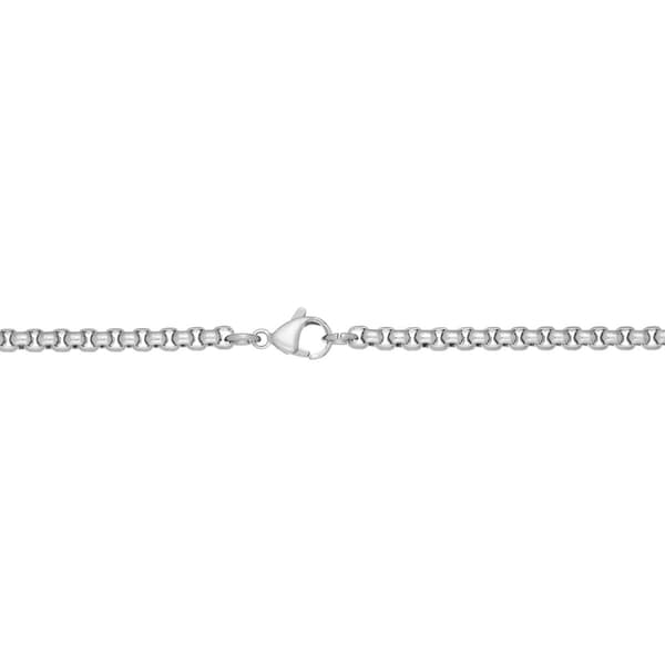 Mens Lynx Stainless Steel Square Rolo Chain Necklace