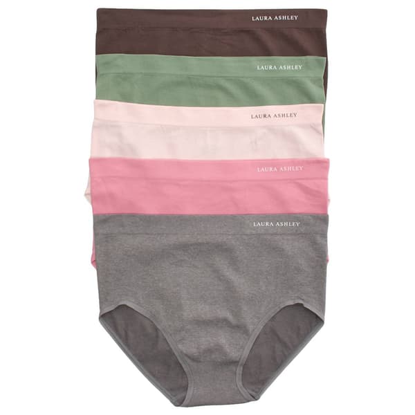 Womens Laura Ashley 5Pk Lightweight Seamless Full Brief w/ Logo