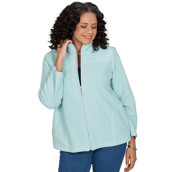Womens Alfred Dunner Classics_F6 Quilted Zip Front Knit Jacket - image 