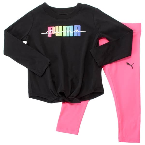 Puma Girls 2 Piece Leggings Set Outfit Black 2T