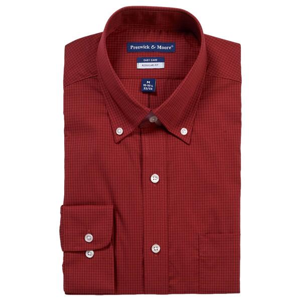 Mens Preswick & Moore Regular Fit Stretch Dress Shirt - Red Check - image 
