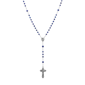 Symbols of Faith Silver-tone Beaded Crucifix Rosary - Blue - image 1