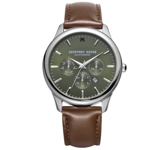 Mens Geoffrey Beene Silver-Tone Black Diamond Watch - GBC0020SL - image 