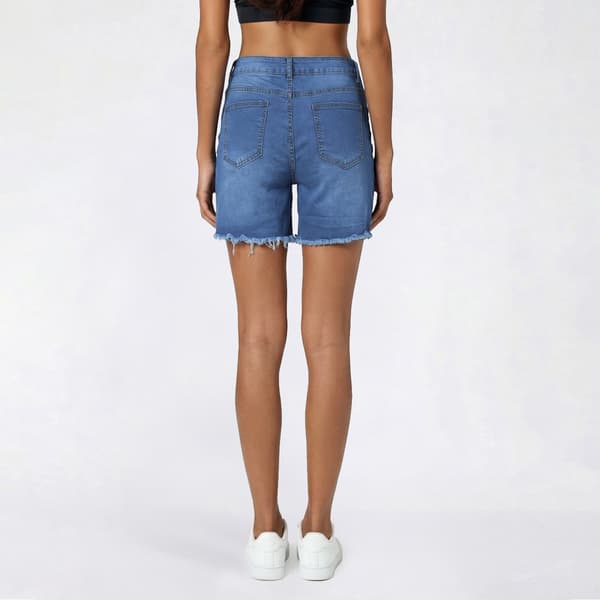 Juniors California Vintage 1 Button Fray Hem Denim Shorts