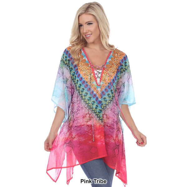 Womens White Mark Yellow Leopard Abstract Poncho
