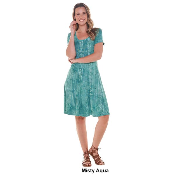 Womens Sami & Jo Short Sleeve Tie Dye Seamed Flare Shift Dress