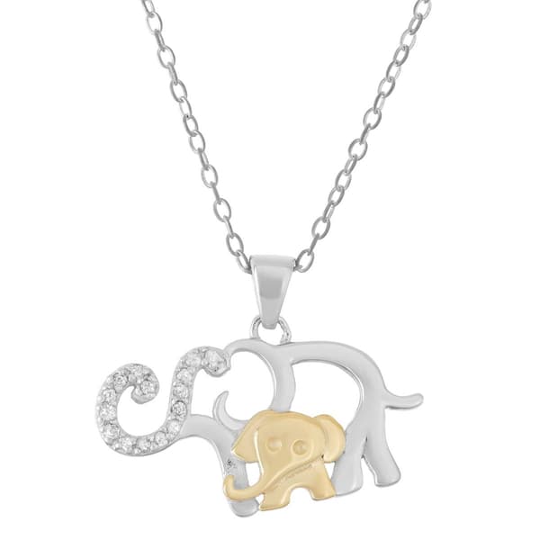 Forever New Sterling Silver Diamond Accent Elephant Pendant - image 