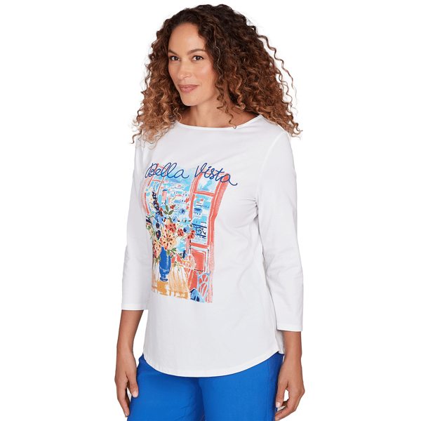 Womens Ruby Rd. Must Haves II 3/4 Sleeve Bella Vista Tee