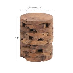 9th & Pike® Brown Teak Natural Footstool