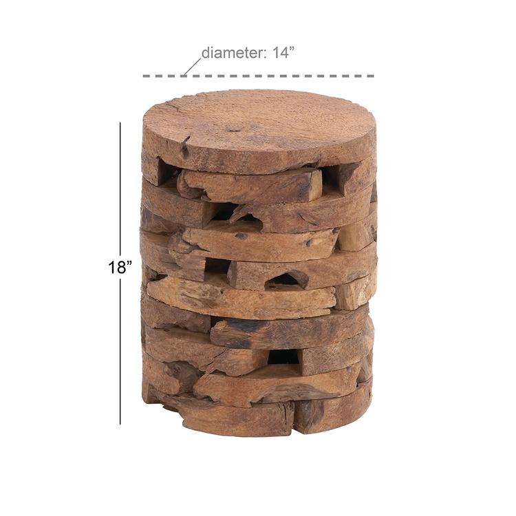 9th & Pike® Brown Teak Natural Footstool