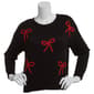 Juniors No Comment Holiday Bows Crew Neck Pullover Sweater - image 1