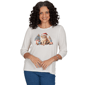 Womens Alfred Dunner Classics 3/4 Sleeve Santa Cat Tee - image 1