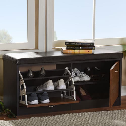 Baxton Studio Foley Two-Tone Entryway Storage Shoe Organizer