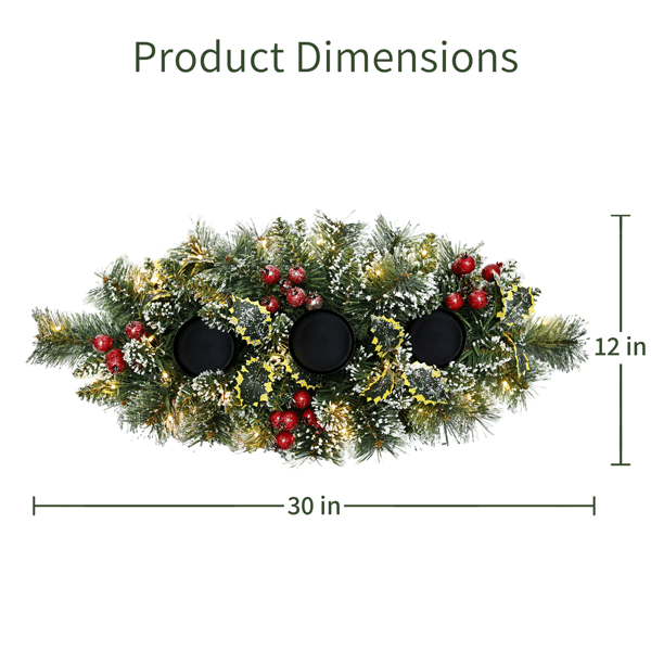 Puleo International 30in. LED Snowy Silverton Pine Centerpiece