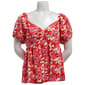 Womens BB Dakota Short Puff Sleeve Sweetheart Leaf Blouse - image 1