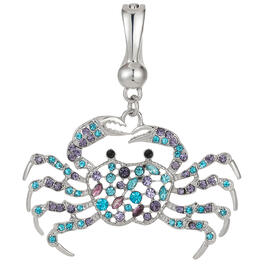 Wearable Art Silver-Tone Aqua & Purple Crystal Crab Enhancer